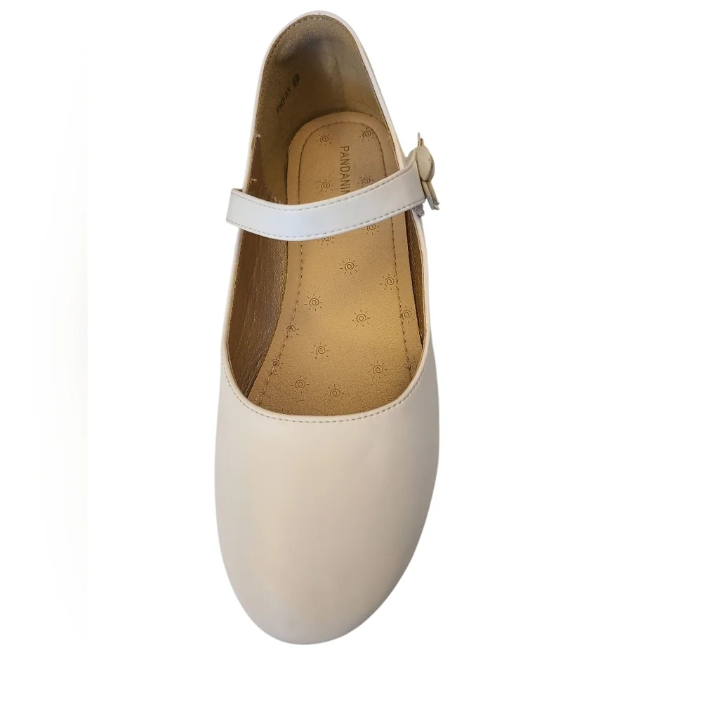Pandaninjia Shoes White Girls Leather Mary Janes With Flower Sz 6 - Picture 2 of 11